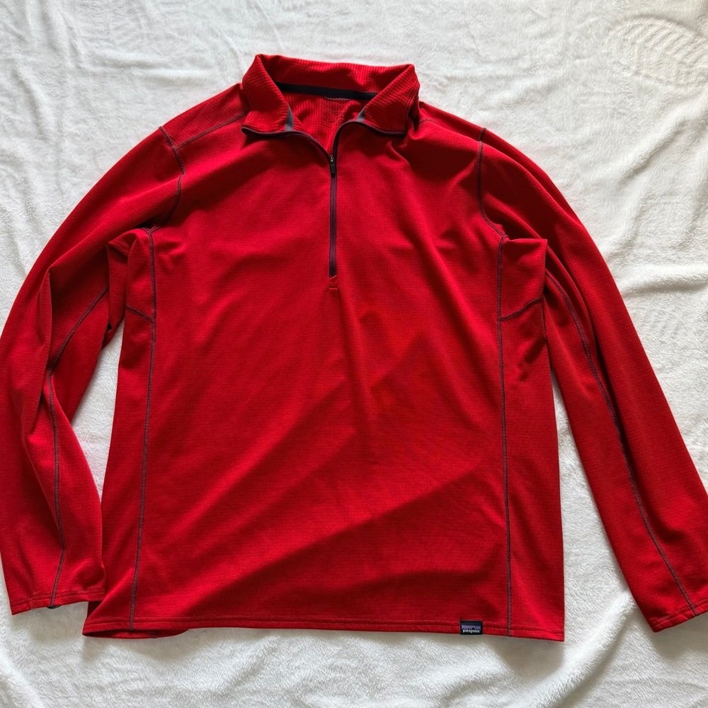 Red Quarter-Zip Pullover Top
